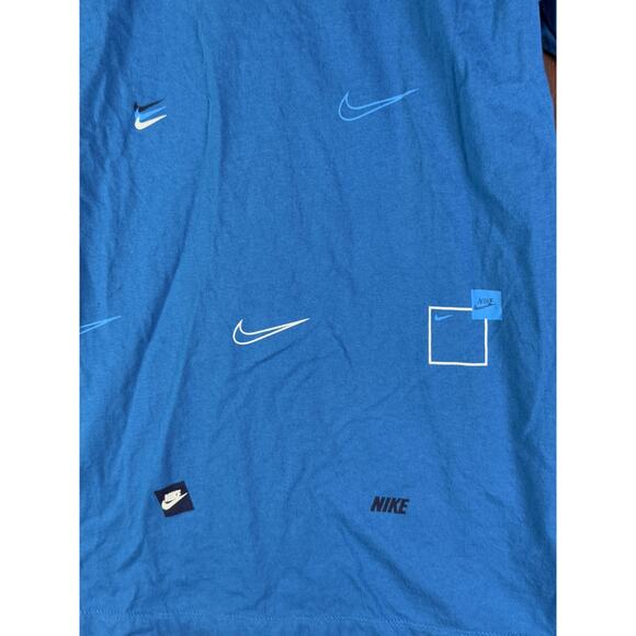 Nike‎ Sportswear NSW AOP Logo Tee Shirt Athleisure Marina Blue Mens Small GUC - Picture 6 of 7